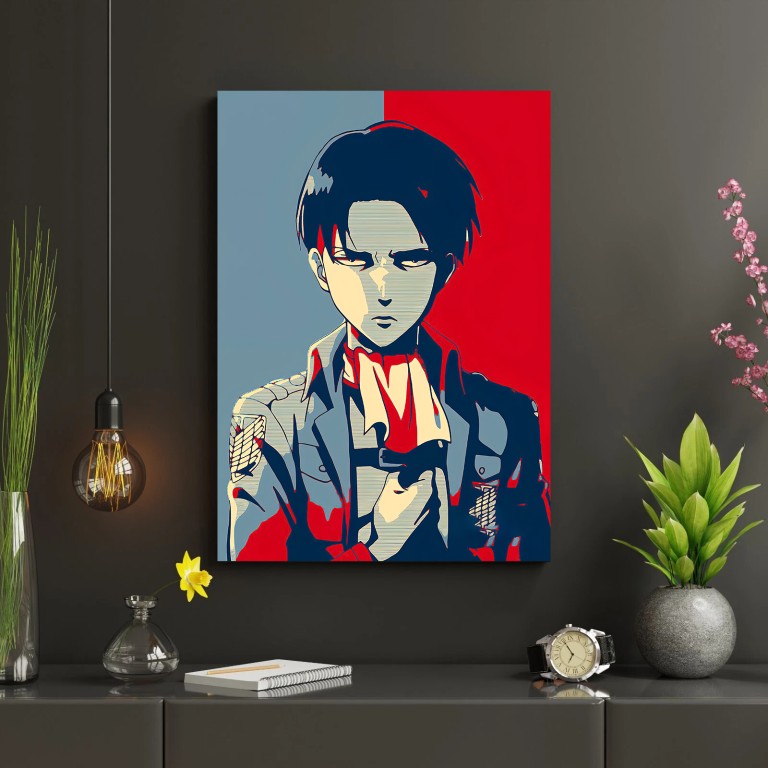 Hiqualart Attack on Titan Levi Ackerman Canvas Wall Art  Framed  Waterproof Fabric Modern Anime Poster for Home and Office Decor